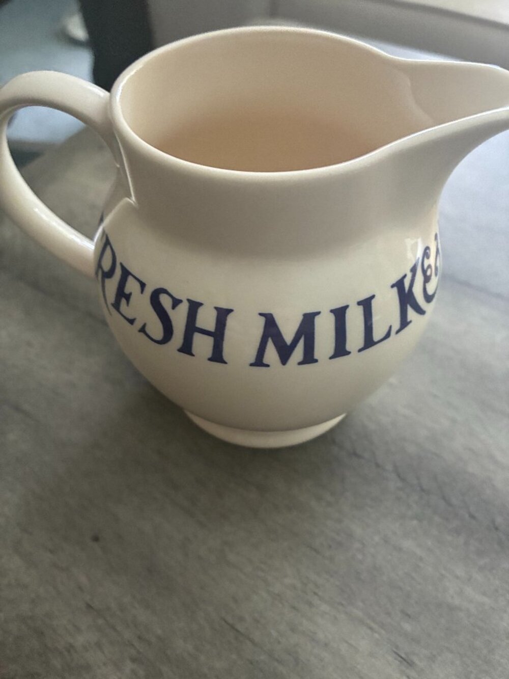 Emma Bridgewater cream pitcher - blue toast in blue EUC 1/2 pint